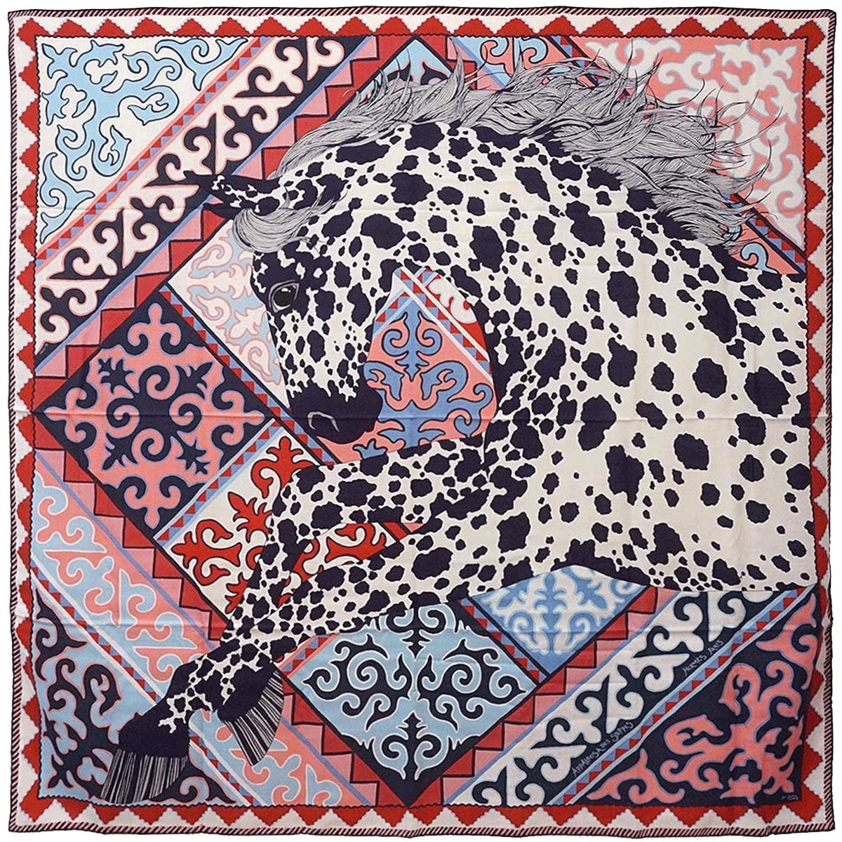 Hermes Cashmere Shawl 140cm "Appaloosa des Steppes" by Alice Shirley | Grail