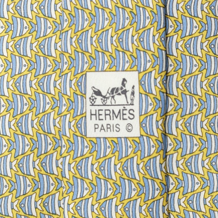 Hermes Men's Silk Tie Whimsical Tropical Fish Pattern 5562 | Necktie Cravate
