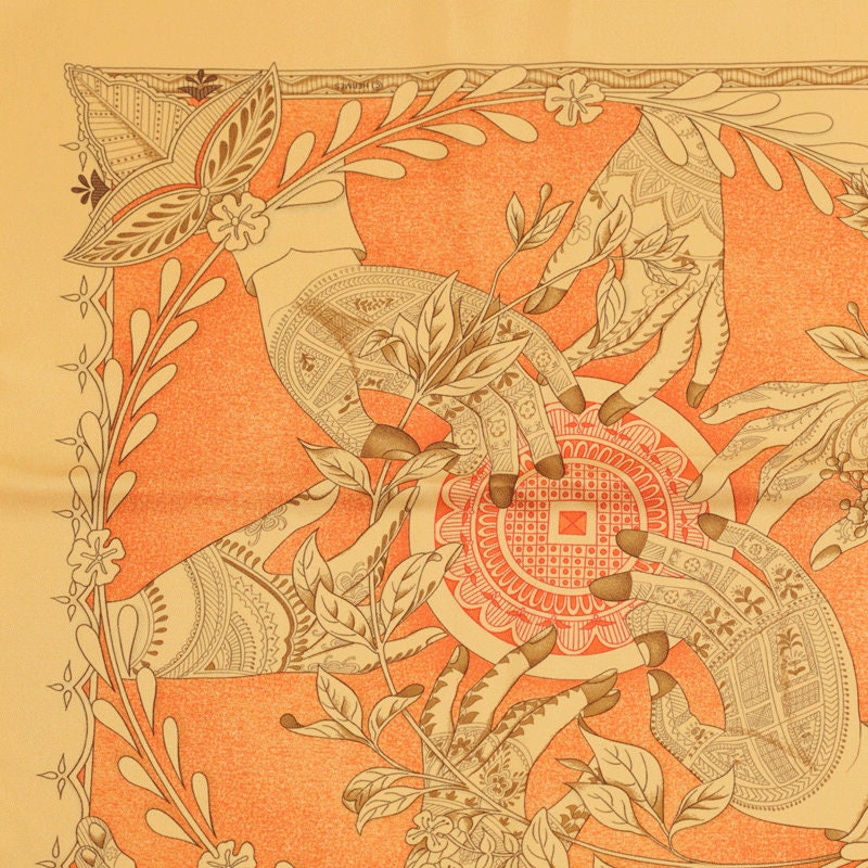 Hermes Scarf "Chants du Henne" by Laurence Bourthoumieux 90cm Silk