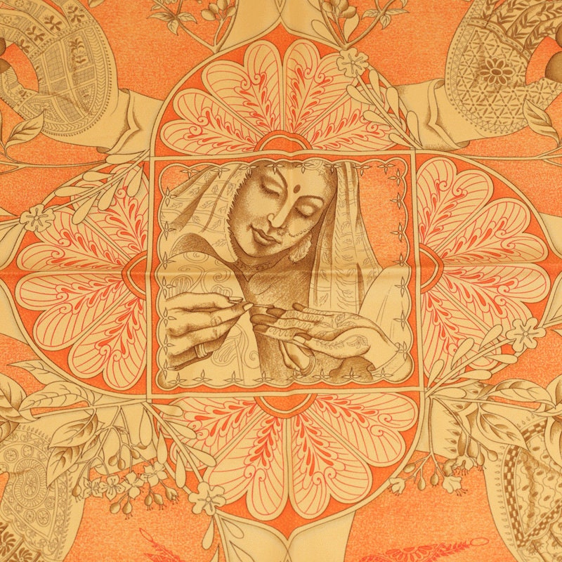 Hermes Scarf "Chants du Henne" by Laurence Bourthoumieux 90cm Silk