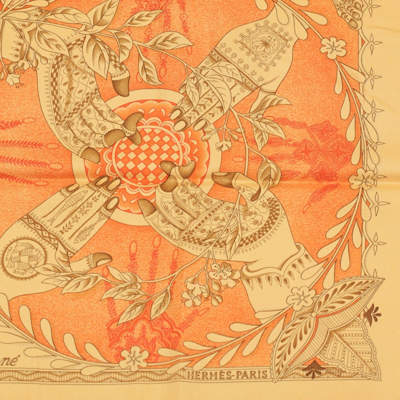 Hermes Scarf "Chants du Henne" by Laurence Bourthoumieux 90cm Silk