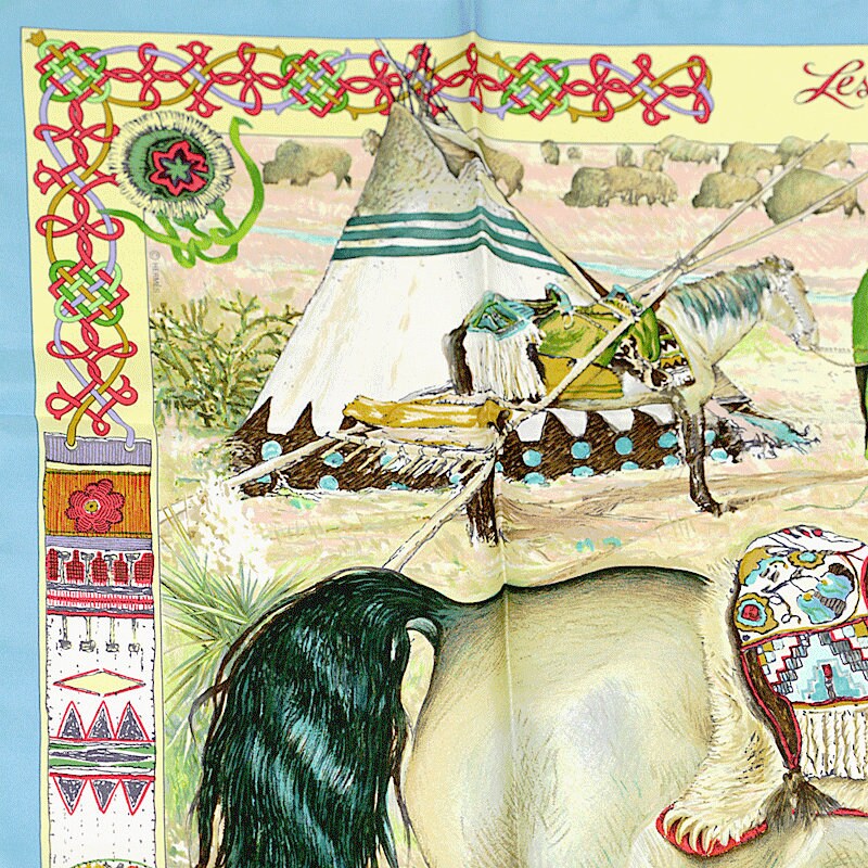 Hermes Scarf "Les Cheyennes" by Kermit Oliver 90cm Silk | Carre Foulard