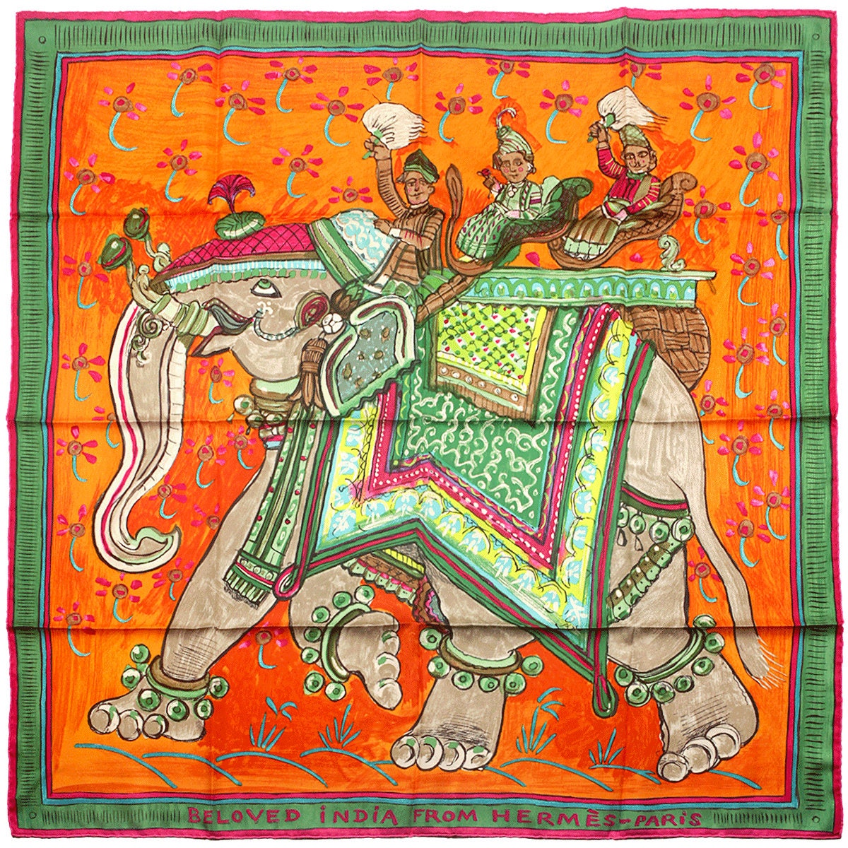 Hermes Scarf "Beloved India" by Philippe Dumas 90cm Silk | Carre Foulard