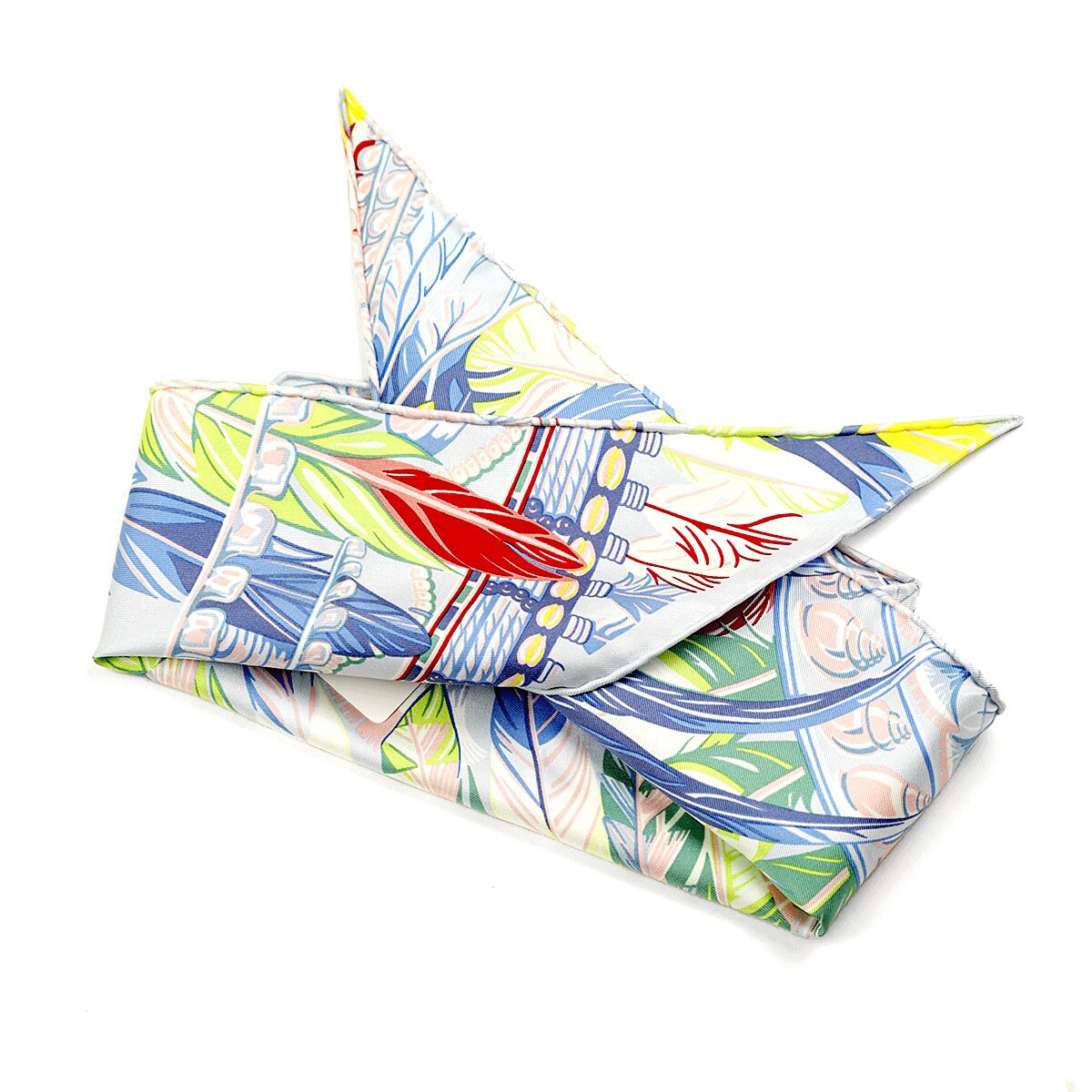 Hermes Scarf "Danse Pacifique" by Laurence Bourthoumieux Nano Losange 26cm x 80cm Silk | Carre Foulard