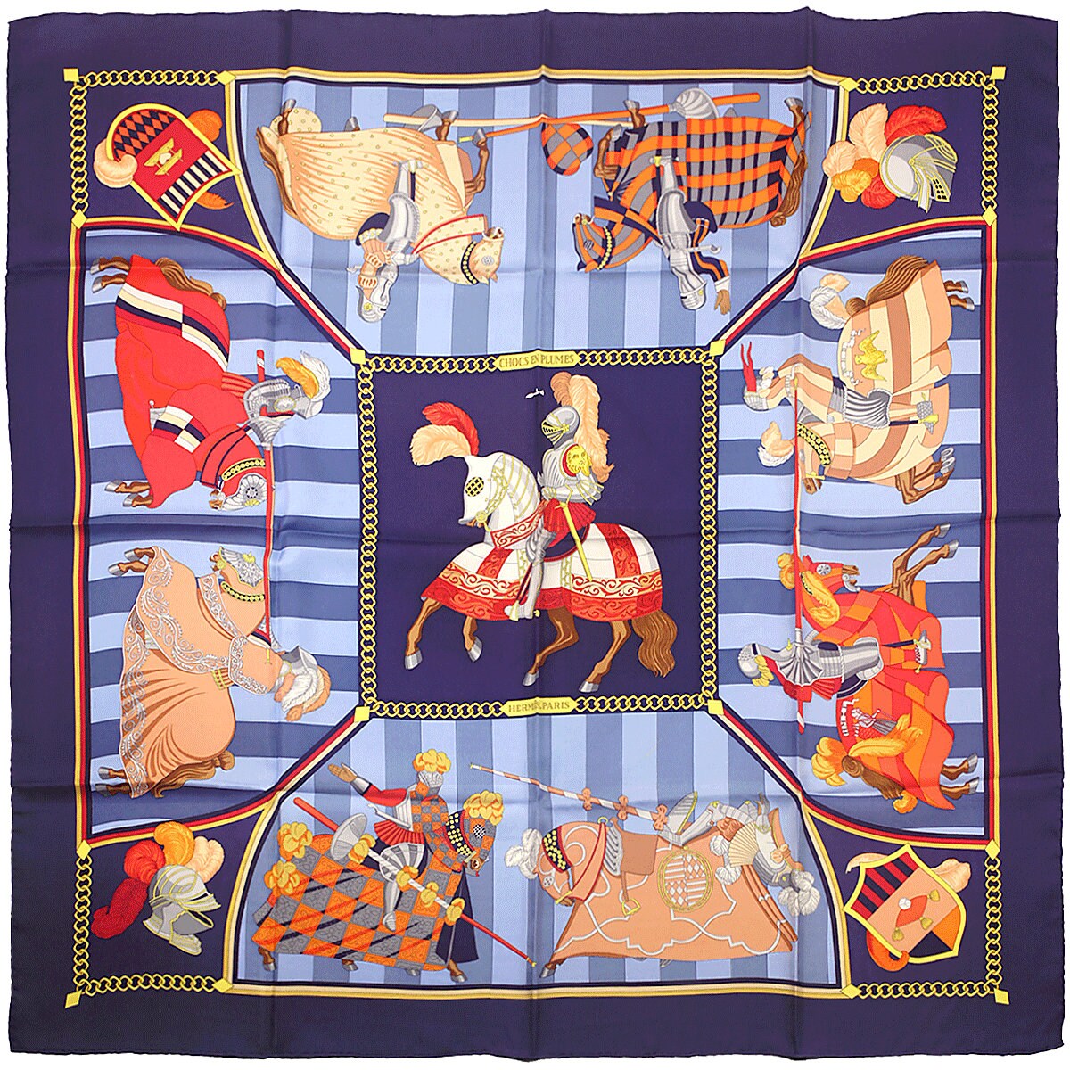 Hermes Scarf "Chocs en Plumes" by Christiane Vauzelles Vintage 90cm Silk