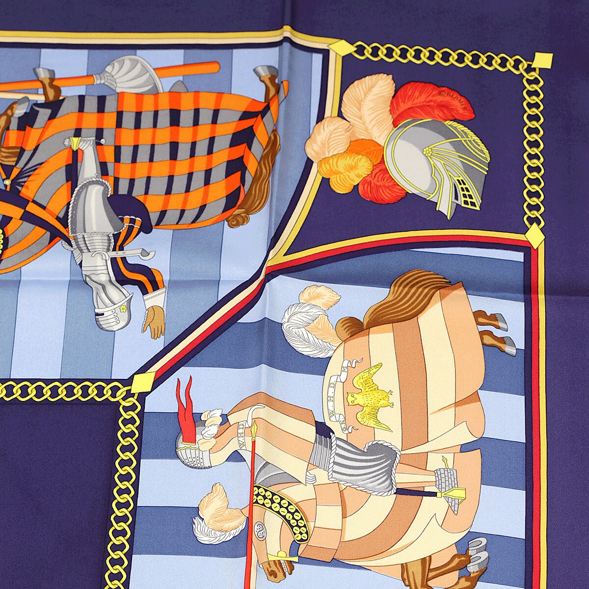 Hermes Scarf "Chocs en Plumes" by Christiane Vauzelles Vintage 90cm Silk