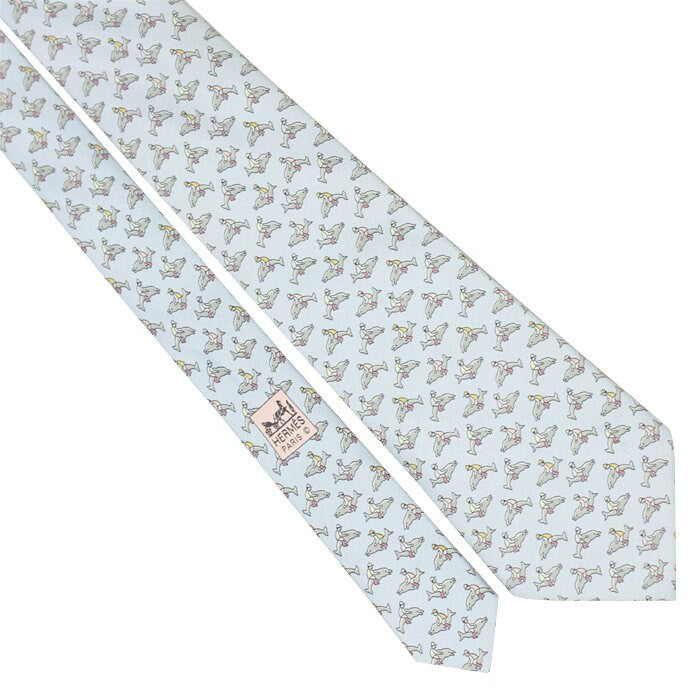 Hermes Men's Silk Tie Whimsical Dolphin Jockeys Pattern 5241 | Necktie Cravate