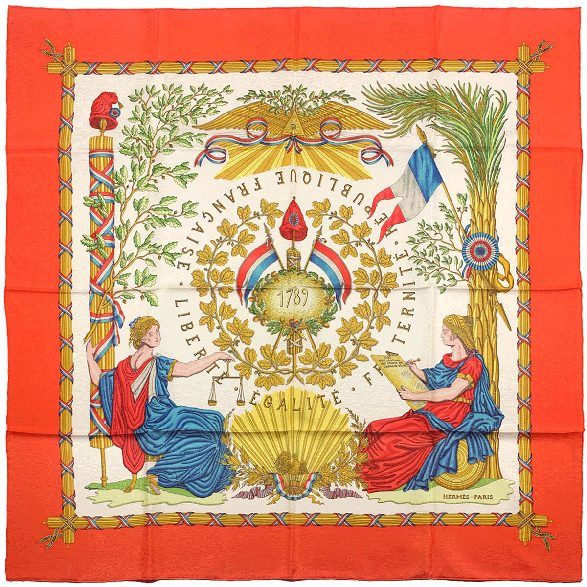 Hermes Scarf "1789 Liberte Egalite Fraternite" by Joachim Metz Vintage 90cm Silk | Carre Foulard