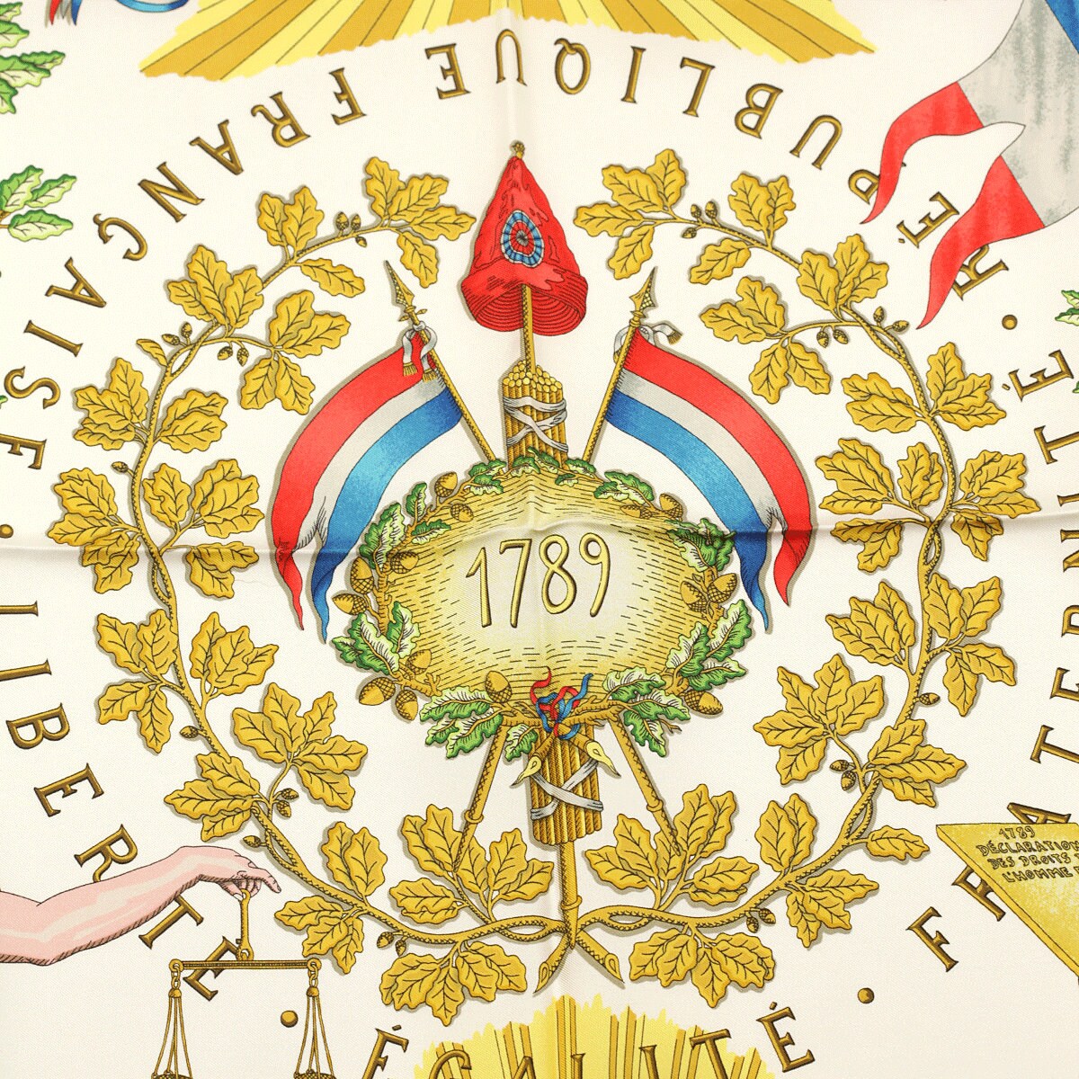 Hermes Scarf "1789 Liberte Egalite Fraternite" by Joachim Metz Vintage 90cm Silk | Carre Foulard
