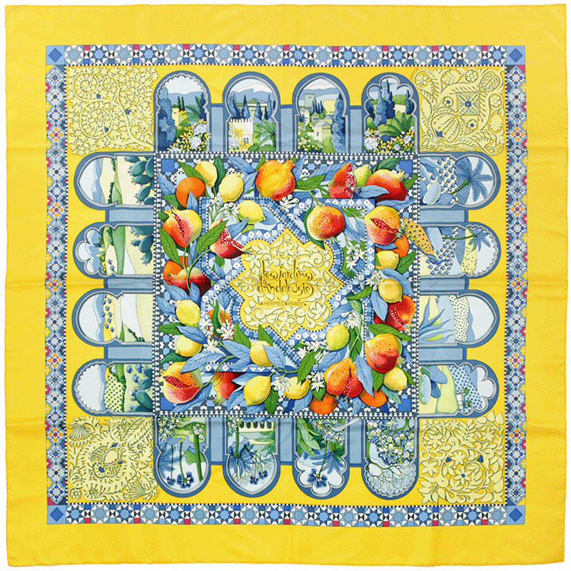 Hermes Scarf "Les Jardins d'Andalousie" by Aline Honore 90cm Silk