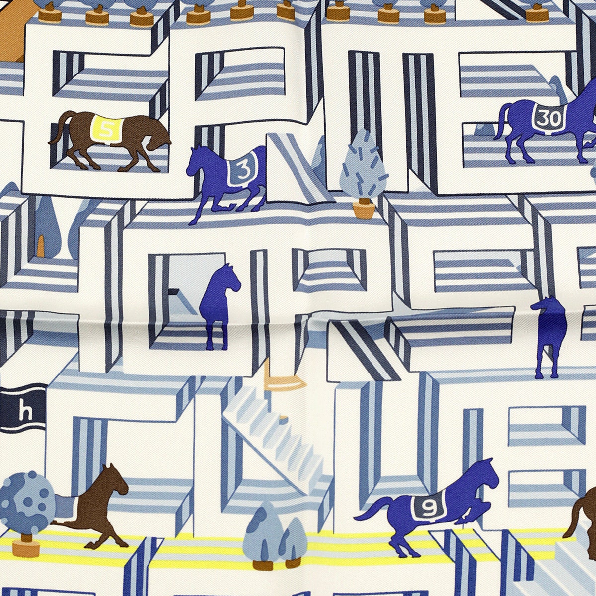 Hermes Scarf 45cm "Hermes Horse Club Detail" by Jin Kwon Silk Gavroche