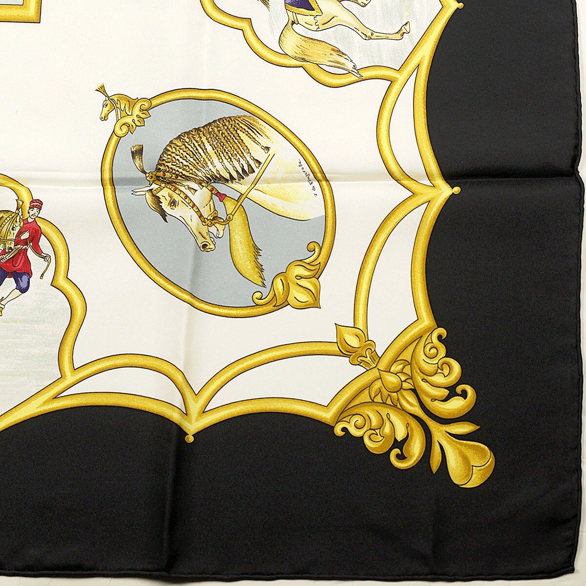 Hermes Scarf "Les Chevaux des Moghols" by Jean De Fougerolle Vintage 90cm Silk