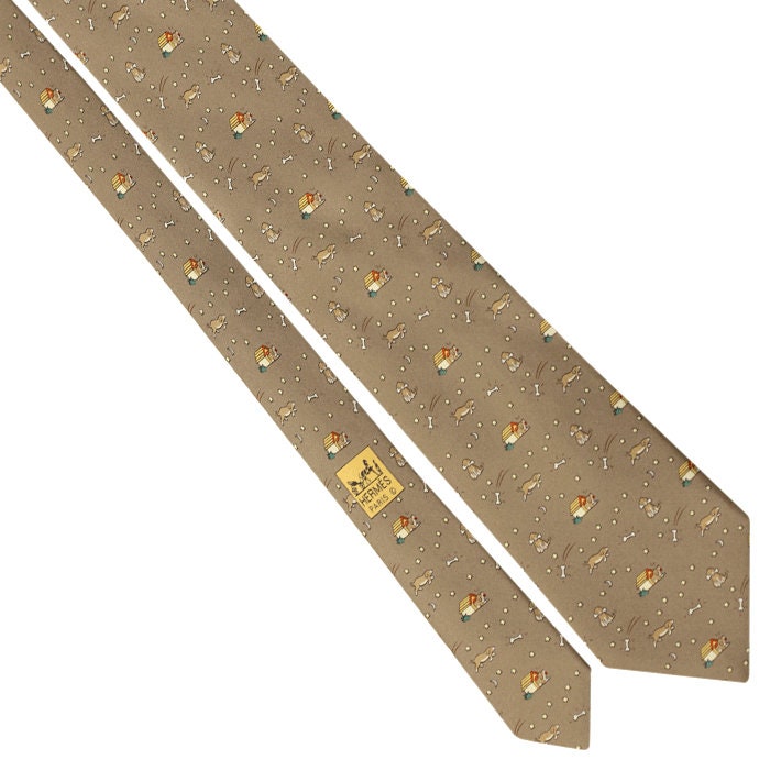 Hermes Men's Silk Tie Whimsical Doghouses Pattern 5084 | Necktie Cravate