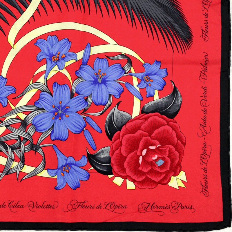Hermes Scarf "Fleurs de l'Opera" by Julia Abadie 90cm Silk