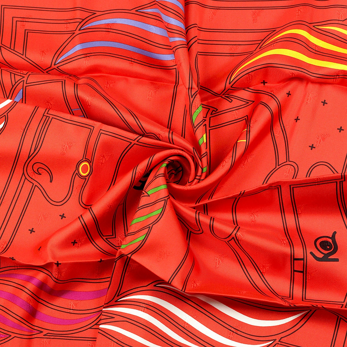Hermes Scarf "Quadrige" by Pierre Péron 70cm Silk Jacquard