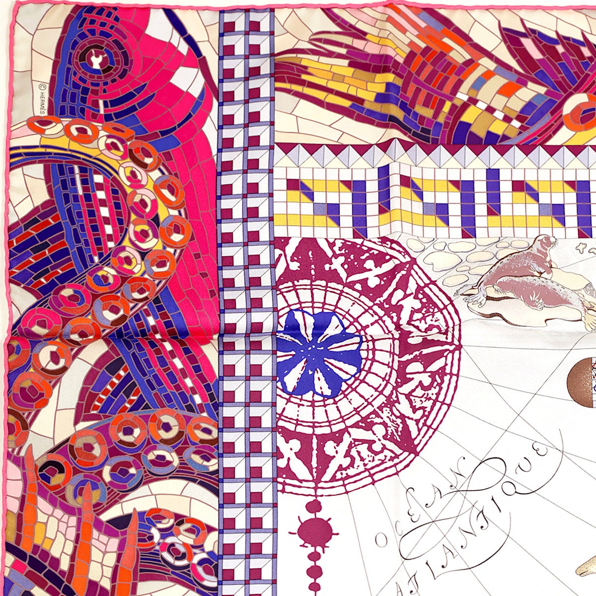 Hermes Scarf "Le Voyage de Pytheas" by Aline Honore Vintage 90cm Silk | Foulard Carre