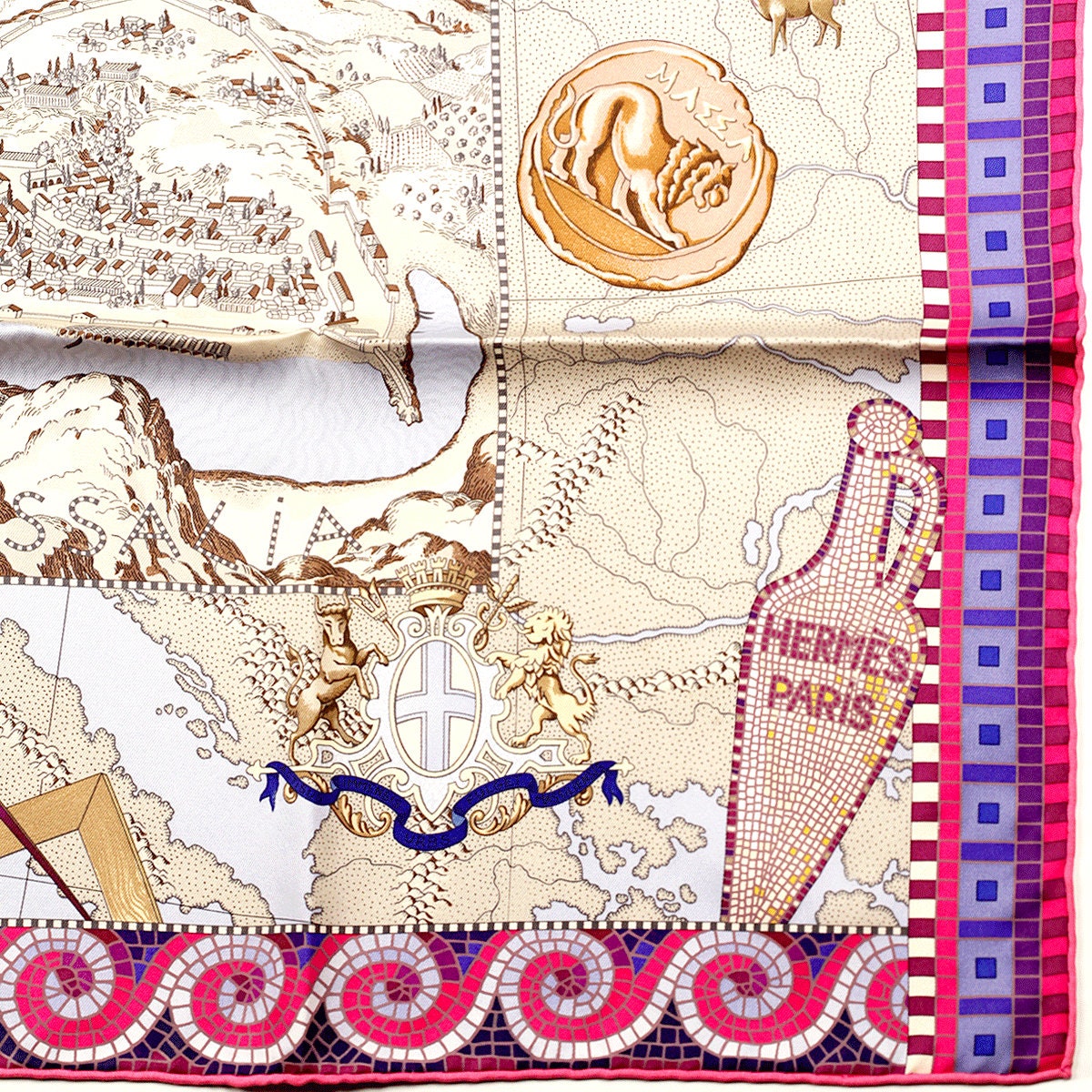 Hermes Scarf "Le Voyage de Pytheas" by Aline Honore Vintage 90cm Silk | Foulard Carre