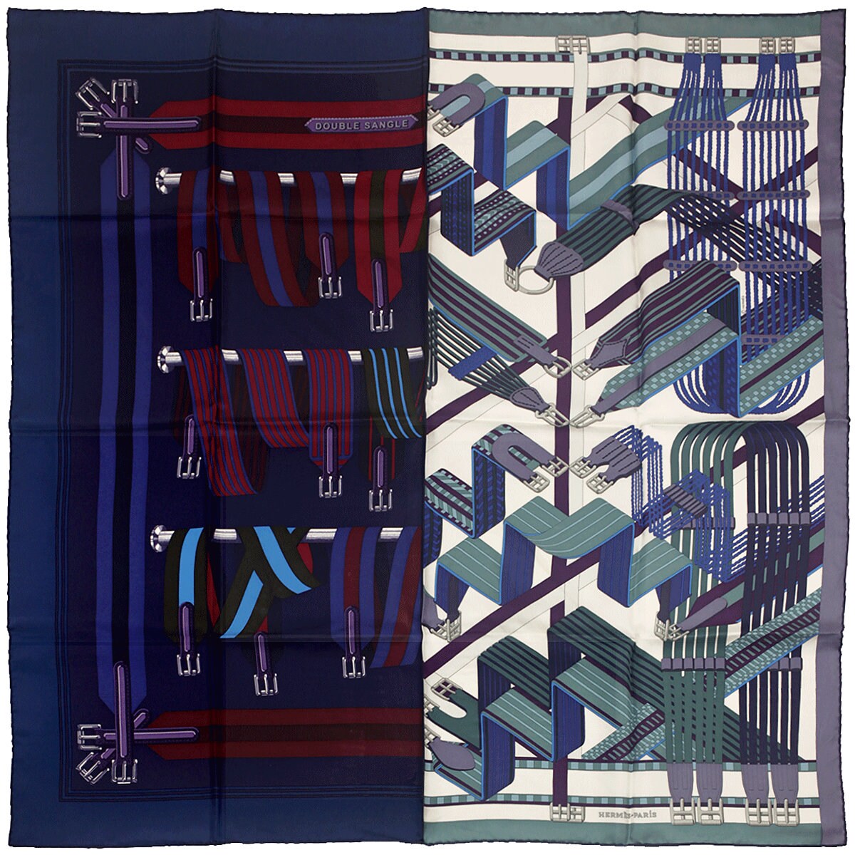 Hermes Scarf "Double Sangle" by Virginie Jamin and Joachim Metz 90cm Silk