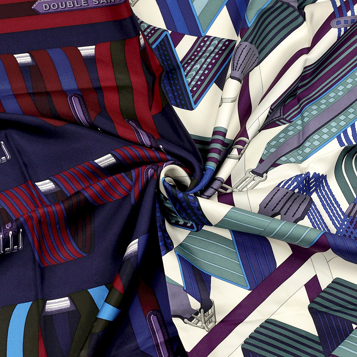Hermes Scarf "Double Sangle" by Virginie Jamin and Joachim Metz 90cm Silk