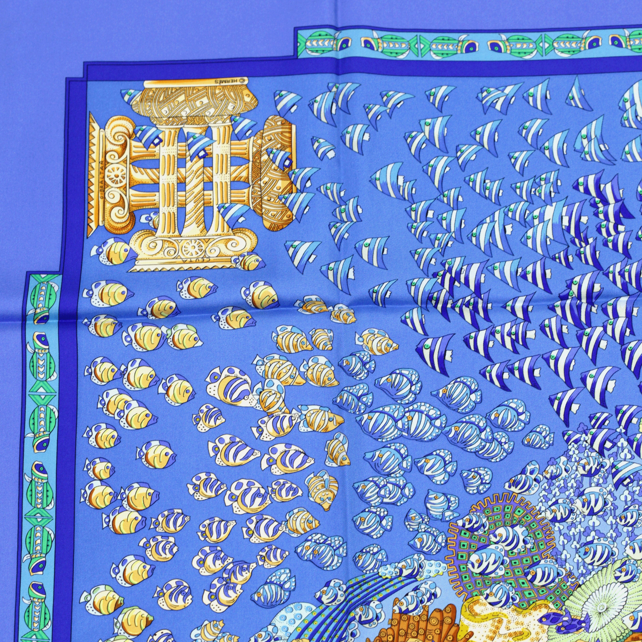 Hermes Scarf "Rencontre Oceane" by Annie Faivre 90cm Silk | Carre Foulard