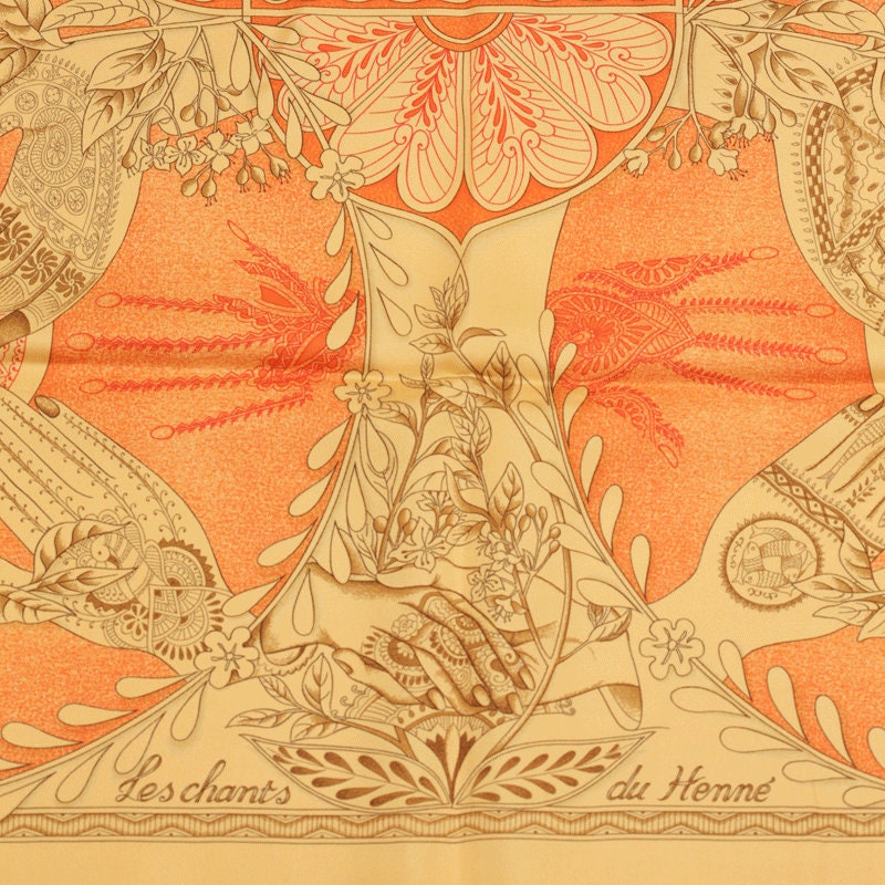 Hermes Scarf "Chants du Henne" by Laurence Bourthoumieux 90cm Silk