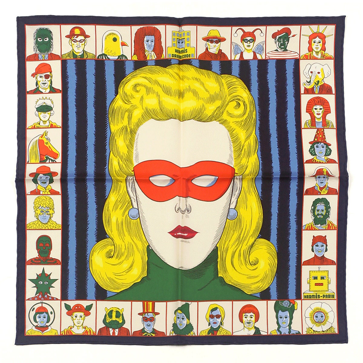 Hermes Scarf 45cm "Dress Code" by Daniel Clowes Silk Gavroche