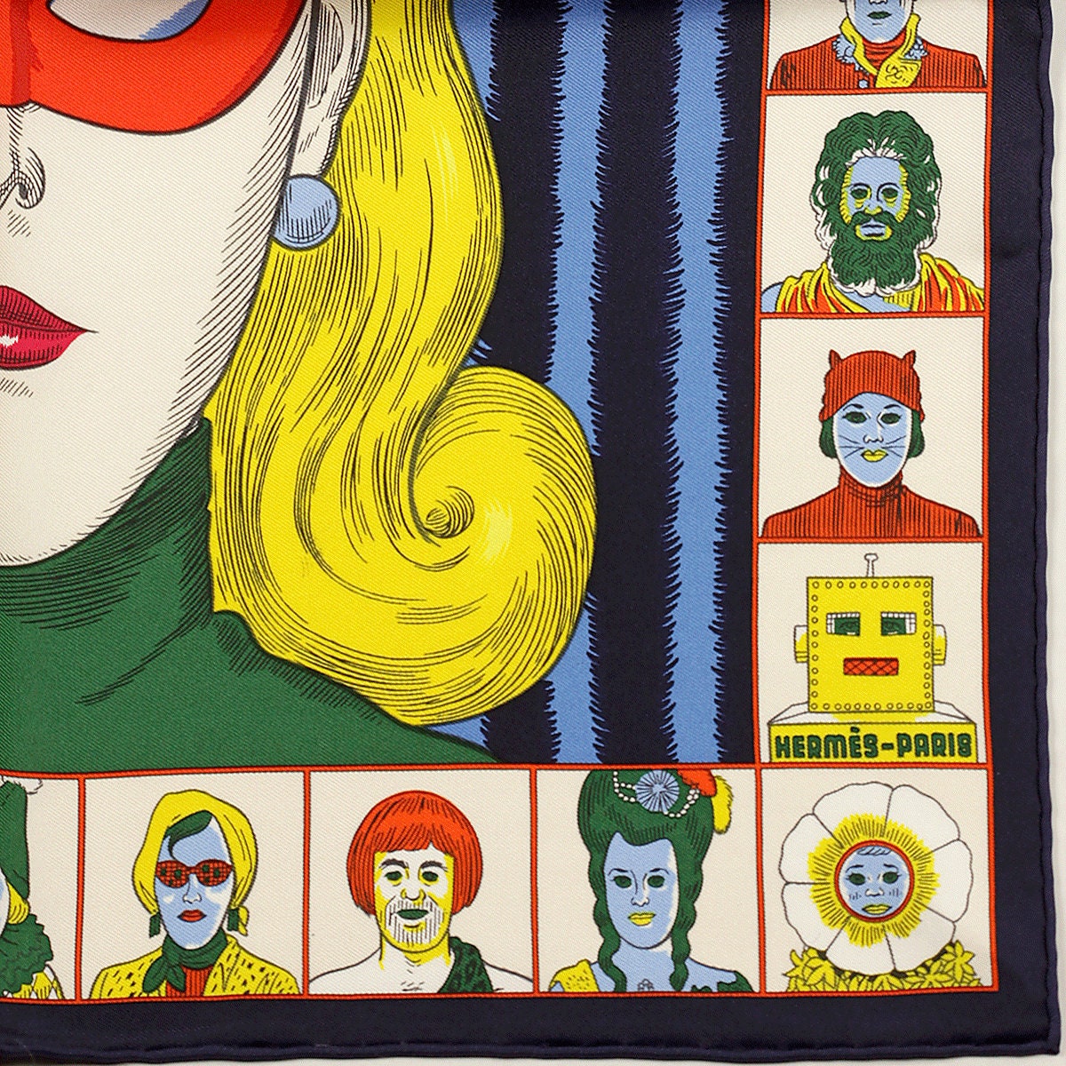 Hermes Scarf 45cm "Dress Code" by Daniel Clowes Silk Gavroche