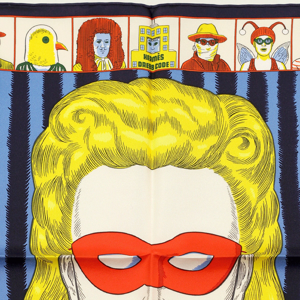 Hermes Scarf 45cm "Dress Code" by Daniel Clowes Silk Gavroche