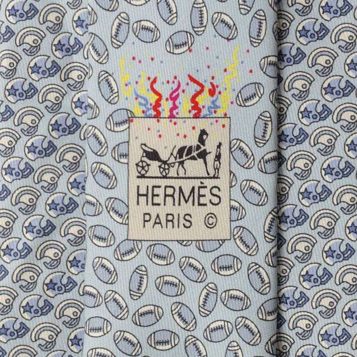Hermes Men's Silk Tie Football Helmets Pattern 626019 | Necktie Cravate
