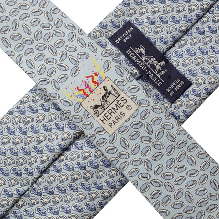 Hermes Men's Silk Tie Football Helmets Pattern 626019 | Necktie Cravate