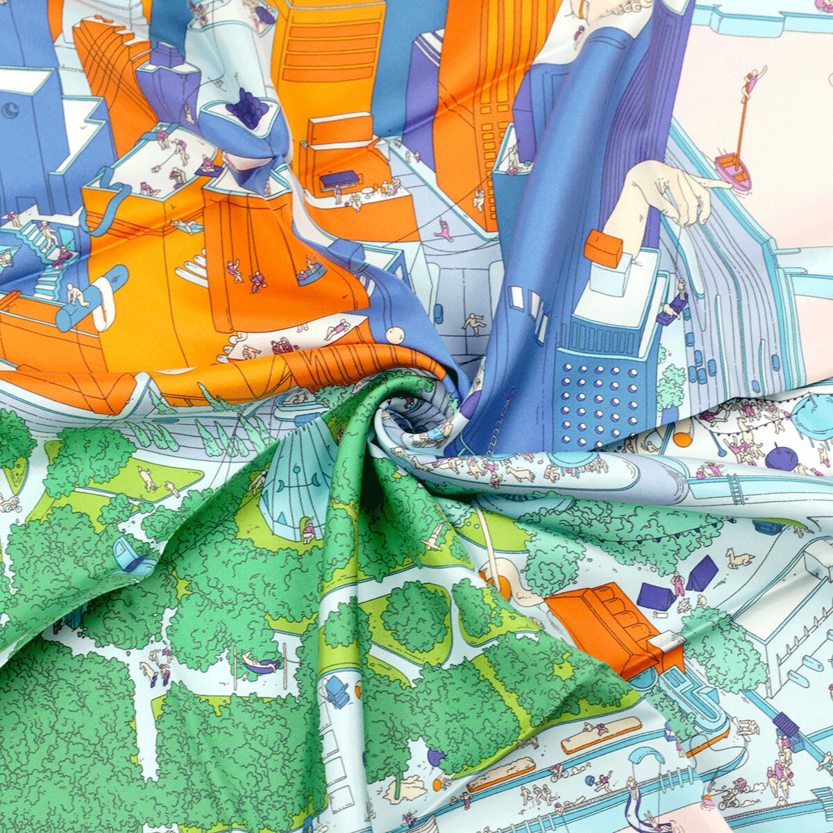 Hermes Scarf "The Battery New York" by Ugo Gattoni 90cm Silk | Foulard Carre