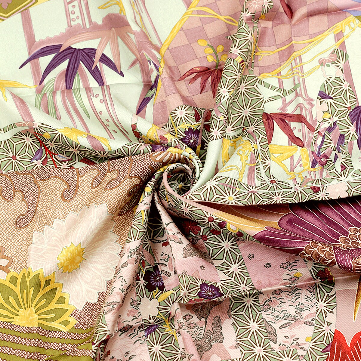 Hermes Scarf "Ex-Libris en Kimonos" by Anamorphee 90cm Silk | Foulard Carre