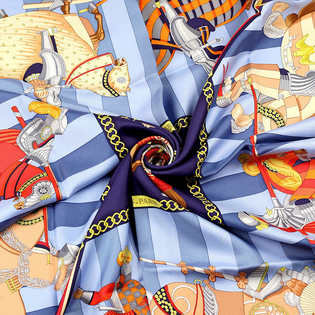 Hermes Scarf "Chocs en Plumes" by Christiane Vauzelles Vintage 90cm Silk