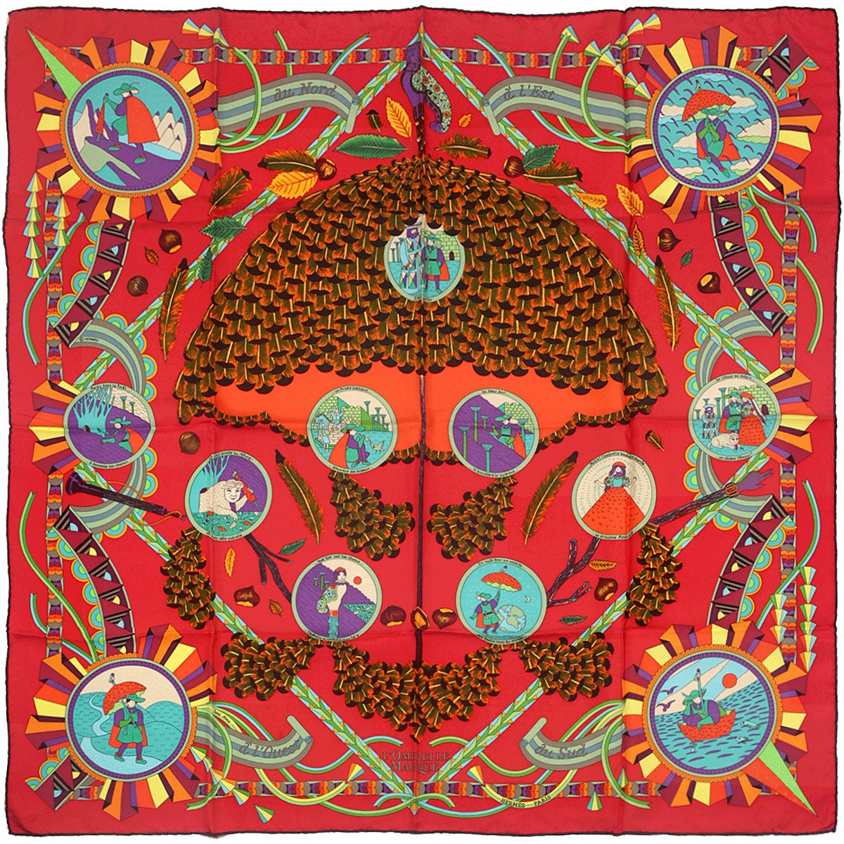 Hermes Scarf "Ombrelle Magique" by Pierre Marie 90cm Silk