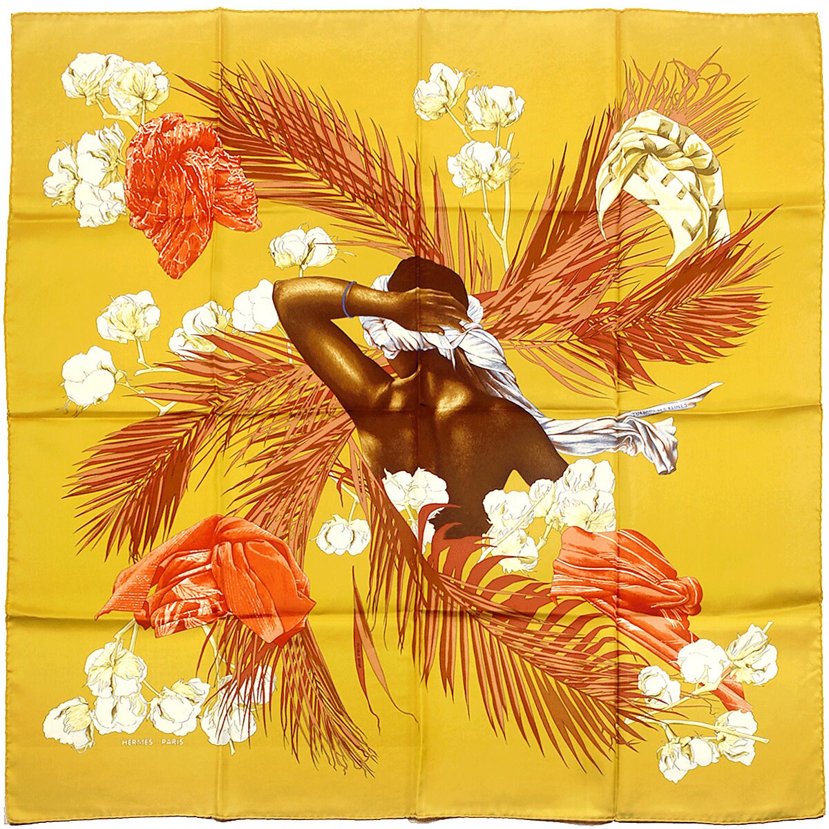 Hermes Scarf "Turbans des Reines" by Michelle Szabo Vintage 90cm Silk