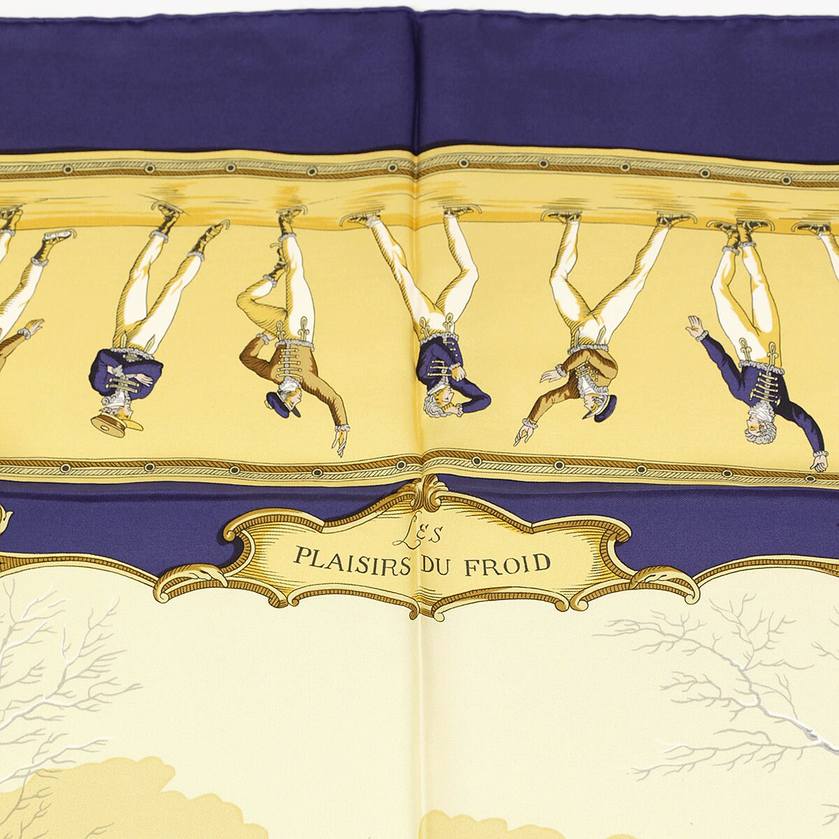 Hermes Scarf "Plaisirs du Froid" by Hugo Grygkar Vintage 90cm Silk | Foulard Carre