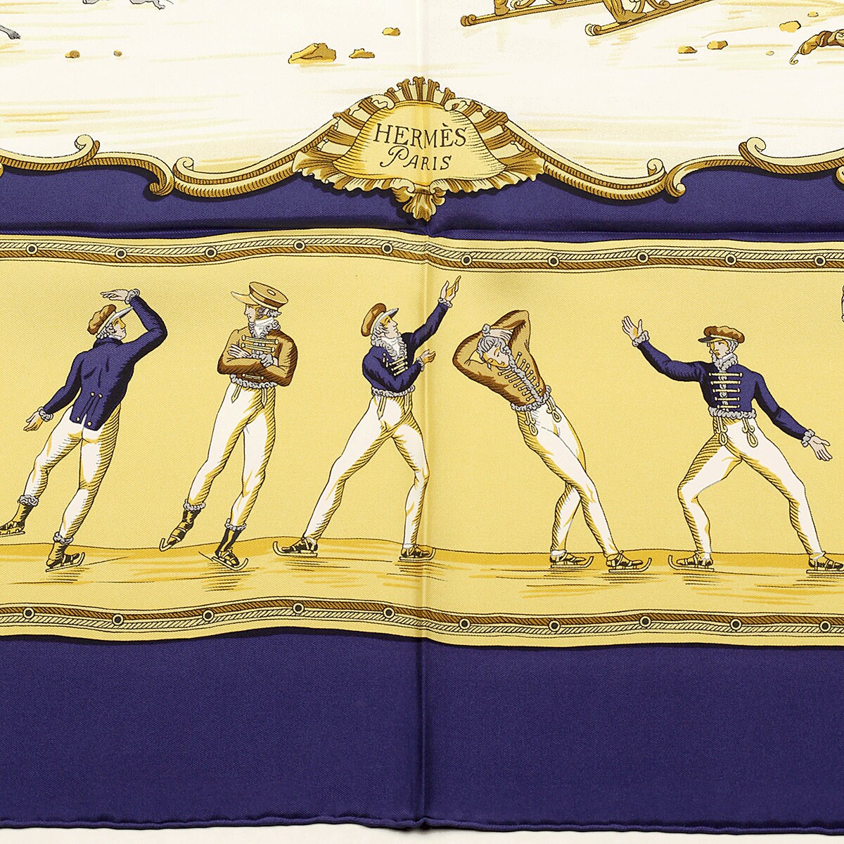 Hermes Scarf "Plaisirs du Froid" by Hugo Grygkar Vintage 90cm Silk | Foulard Carre