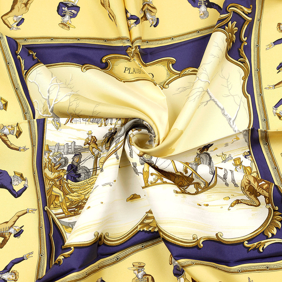 Hermes Scarf "Plaisirs du Froid" by Hugo Grygkar Vintage 90cm Silk | Foulard Carre