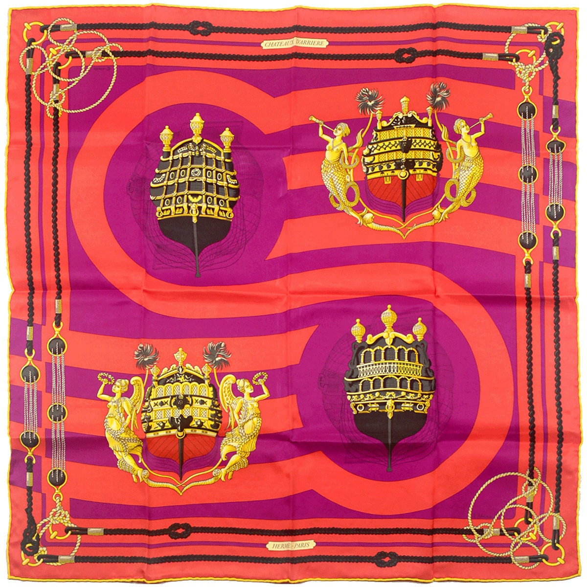 Hermes Scarf "Chateaux d'Arriere" by Julia Abadie 70cm Silk | Foulard Carre