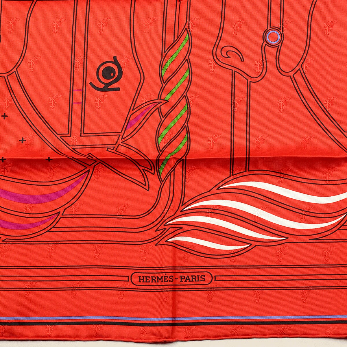 Hermes Scarf "Quadrige" by Pierre Péron 70cm Silk Jacquard