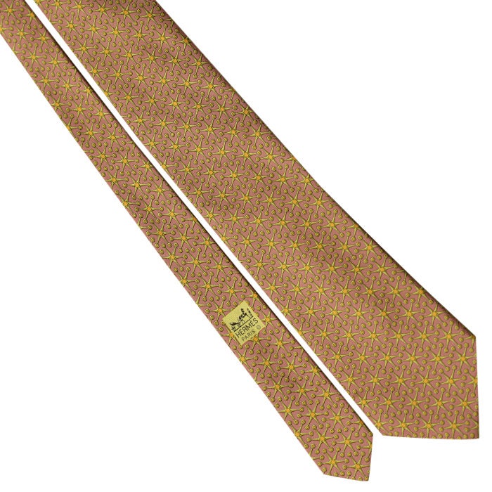 Hermes Men's Silk Tie Equestrian Geometric Pattern 7864 | Necktie Cravate