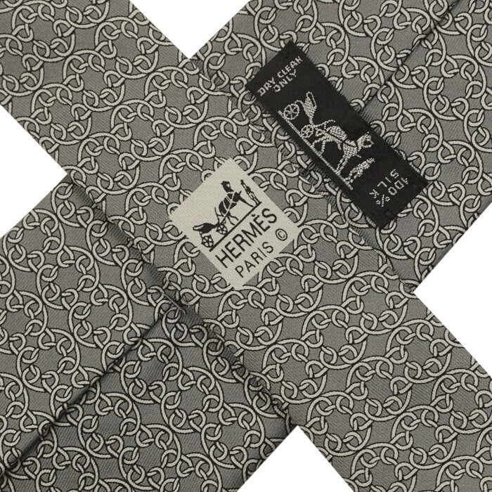 Hermes Men's Silk Tie Equestrian Geometric Pattern 7694 | Necktie Cravate