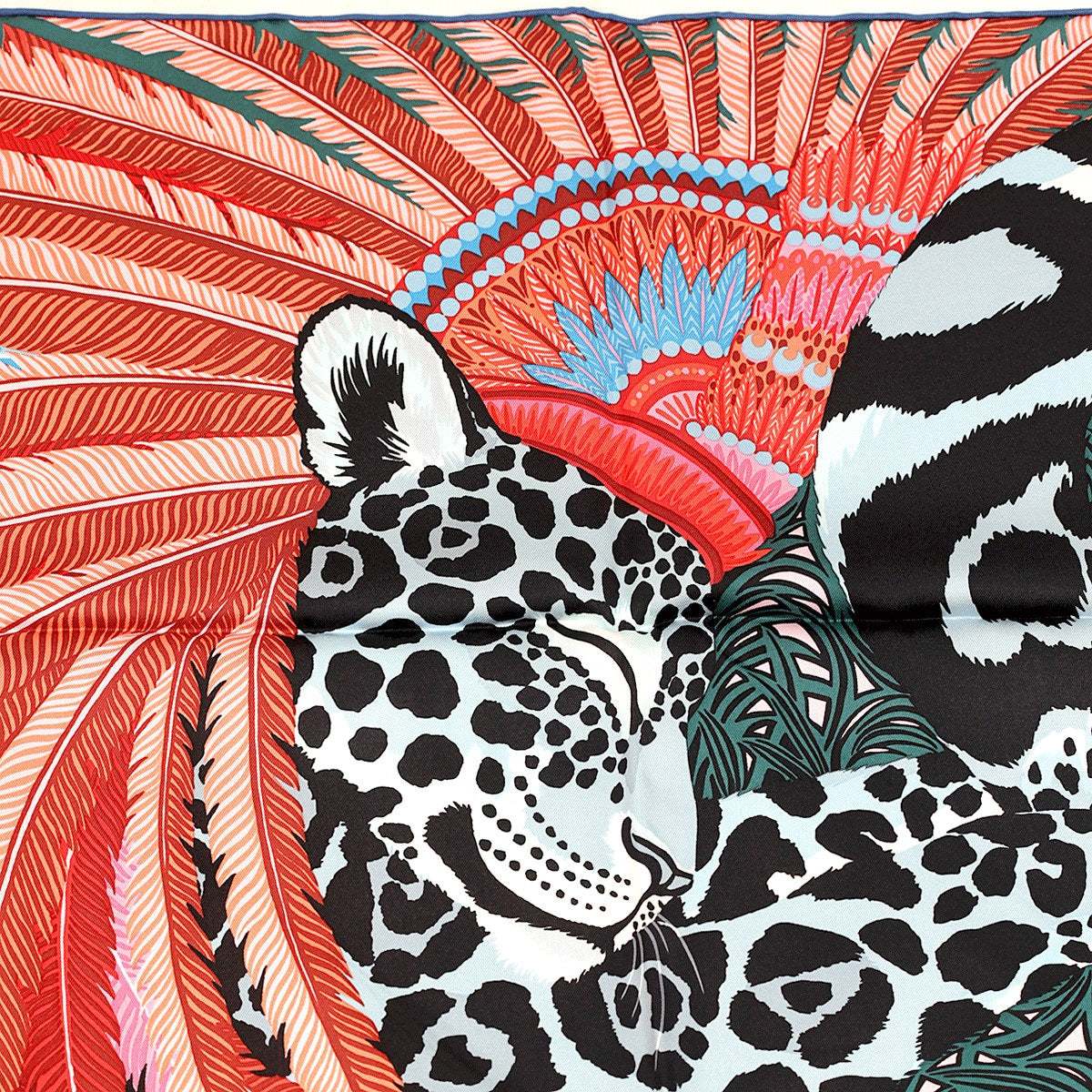 Hermes Scarf "Jaguar Quetzal" by Alice Shirley 90cm Silk | Carre Foulard