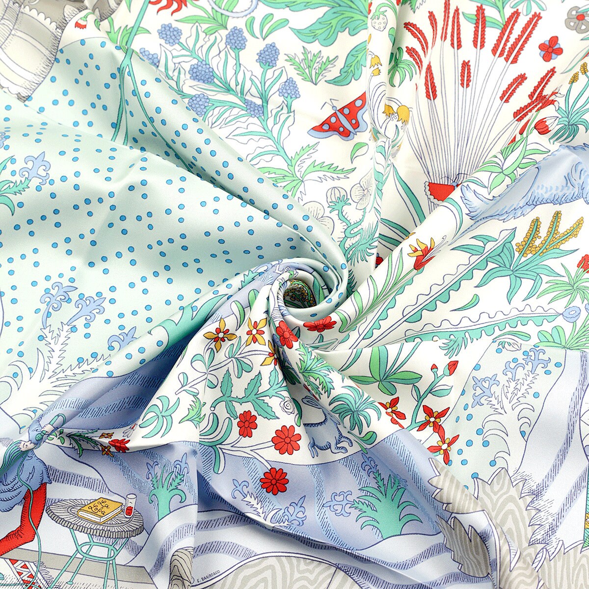Hermes Scarf "Le Premier Chant" by Sophia Andreotti and Édouard Baribeaud 90cm Silk