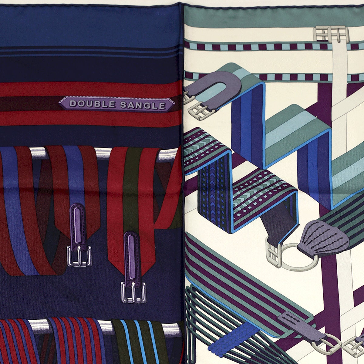 Hermes Scarf "Double Sangle" by Virginie Jamin and Joachim Metz 90cm Silk