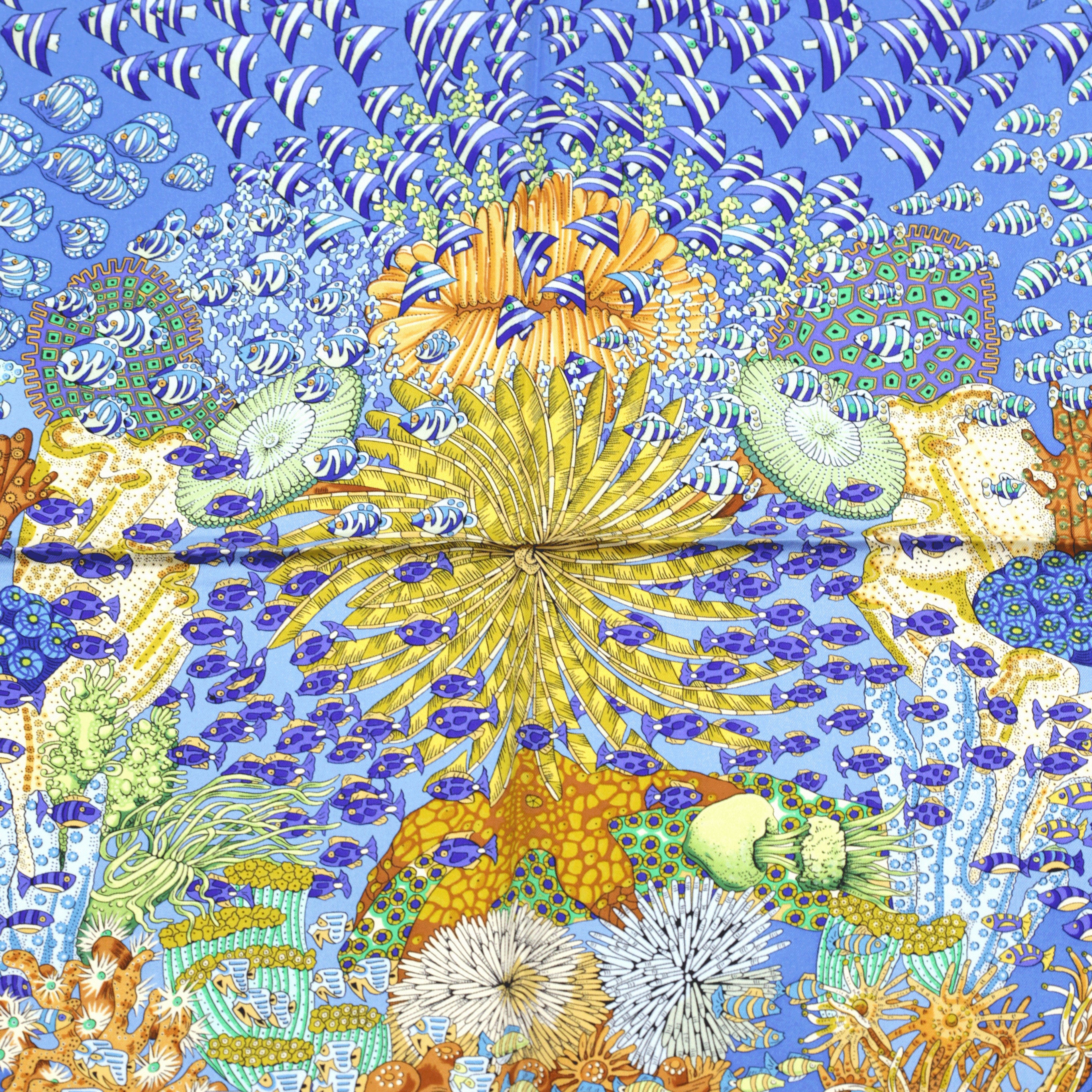 Hermes Scarf "Rencontre Oceane" by Annie Faivre 90cm Silk | Carre Foulard