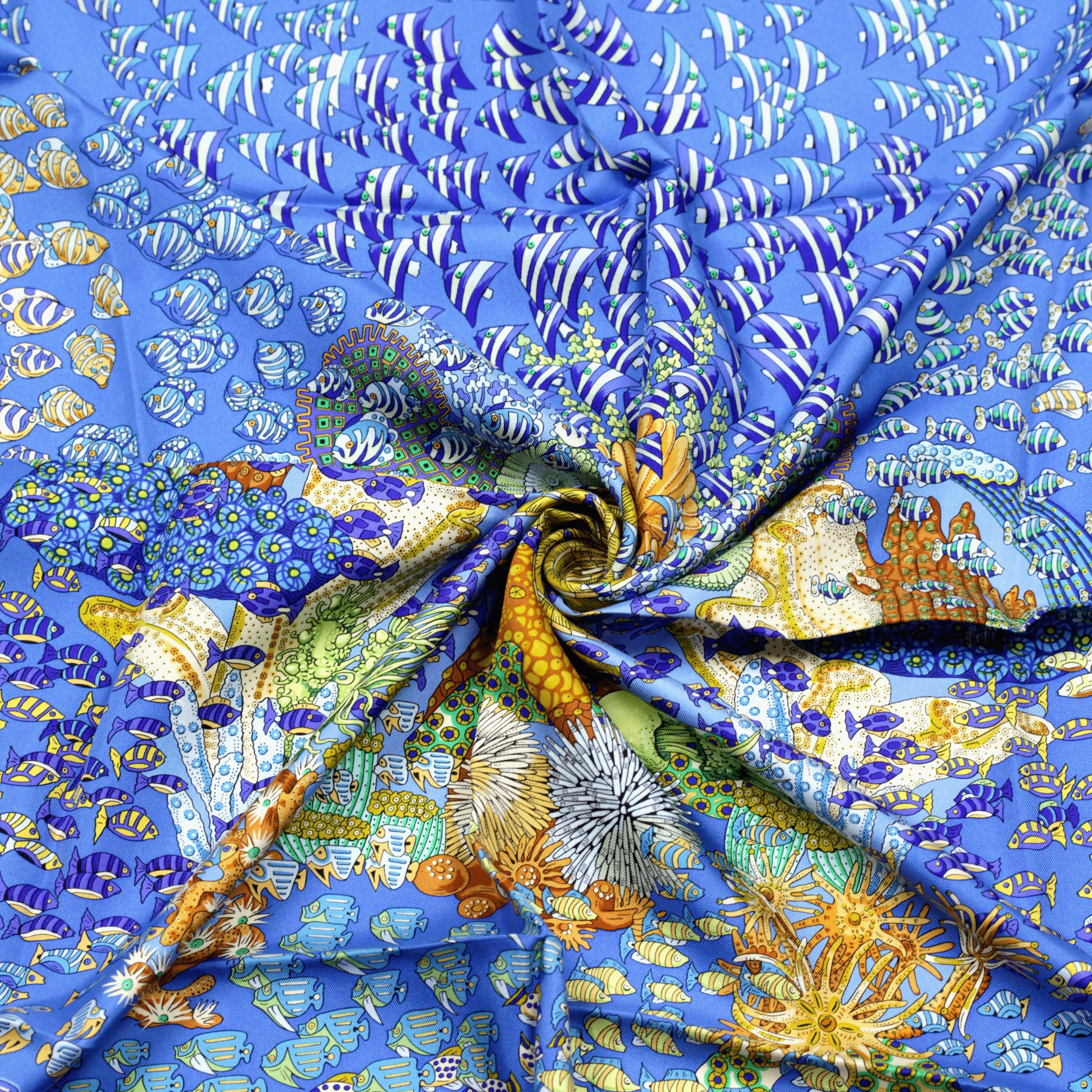 Hermes Scarf "Rencontre Oceane" by Annie Faivre 90cm Silk | Carre Foulard