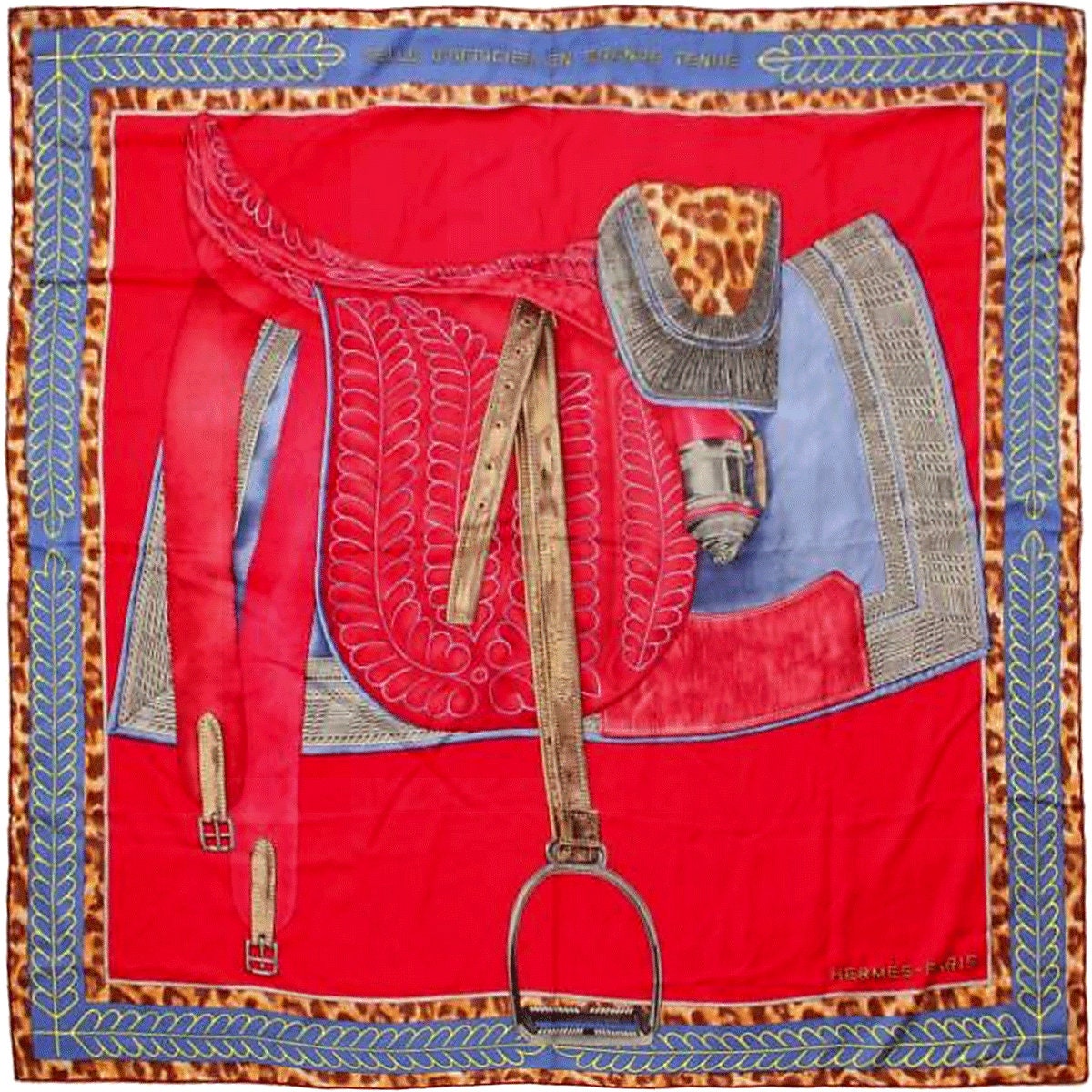 Hermes Cashmere Shawl 140cm "Selle d'Officier en Grande Tenue" by Wlodek Kaminski | Scarf Carre Foulard