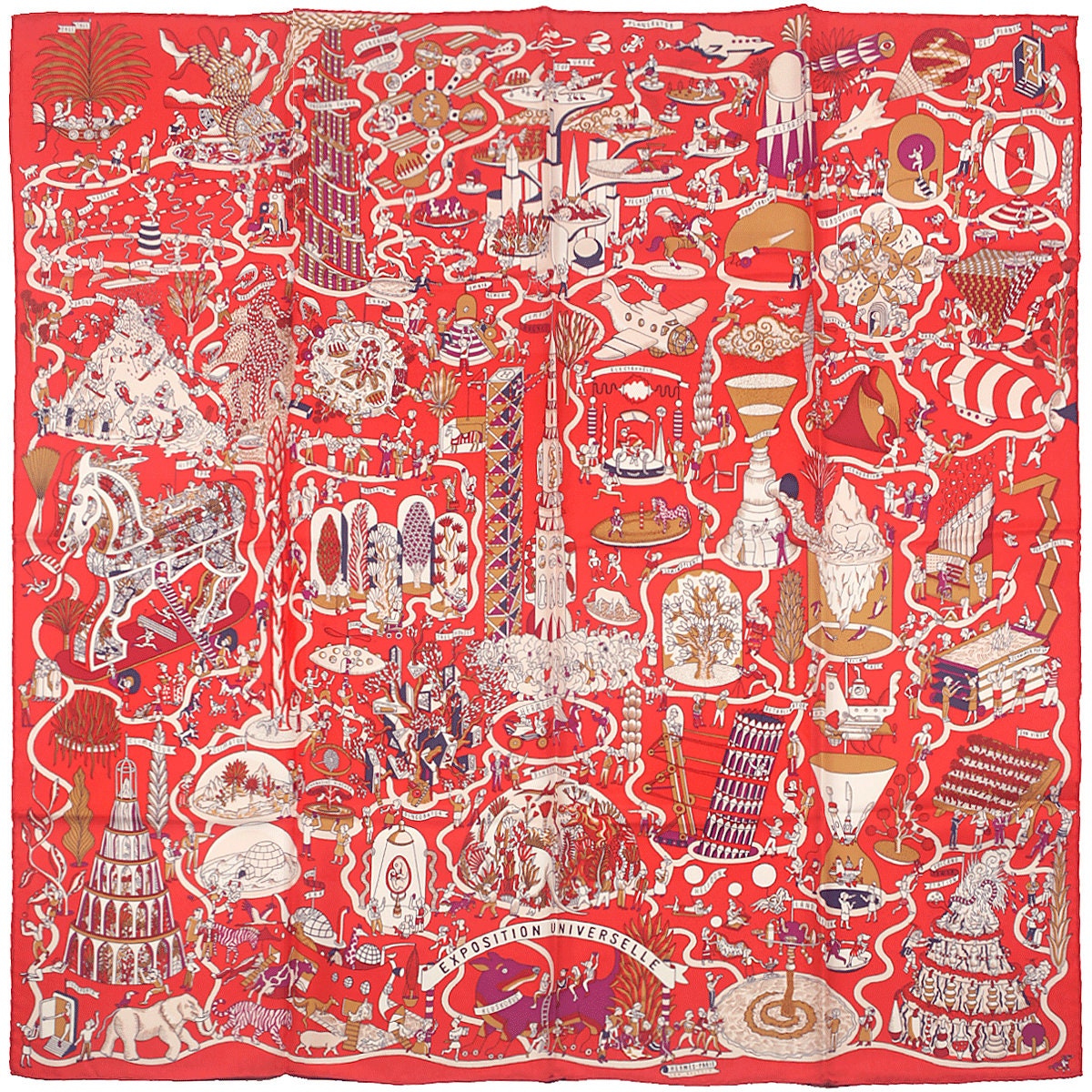 Hermes Scarf "Exposition Universelle" by Jan Bajtlik 90cm Silk