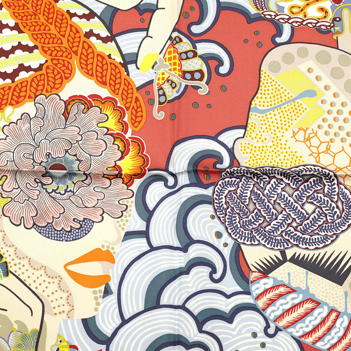 Hermes Scarf "Duo Cosmique" by Kohei Kyomori 90cm Silk | Carre Foulard